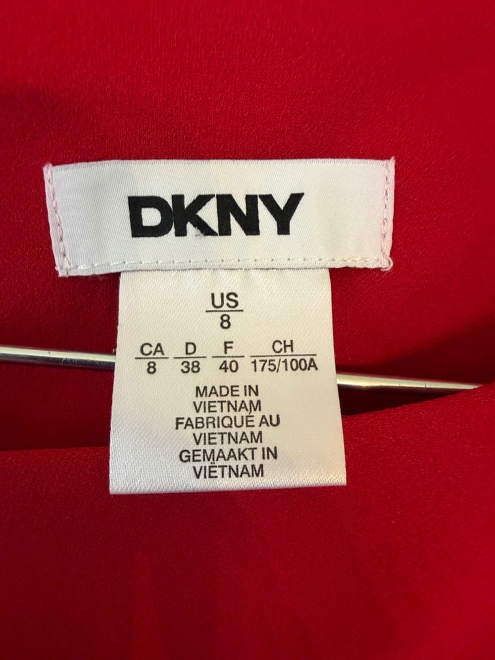 DKNY Red Puff Sleeve Sheath Dress with Gold Buttons - Picture 2 of 6